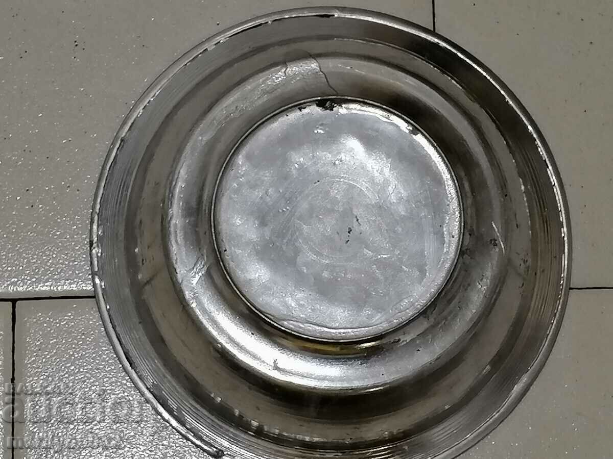 Old tinned copper saucer, copper, pot, plate, bowl - 7 Old tinned copper saucer, copper, pot, plate, bowl - 7