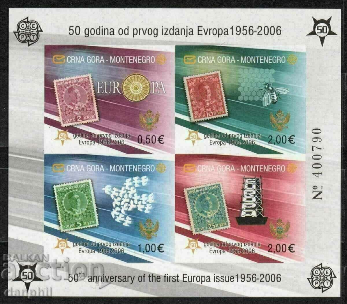 Muntenegru, 2006 50 de ani marca Europa SEPT Bloc impermeabil, curat