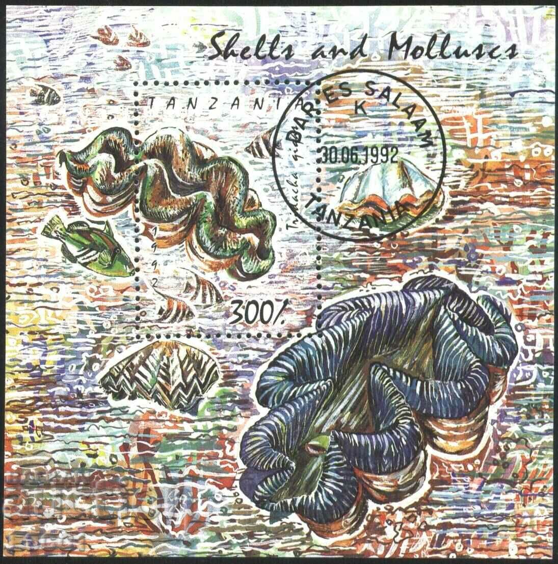 Stamped block Fauna Shells and Molluscs 1992 from Tanzania