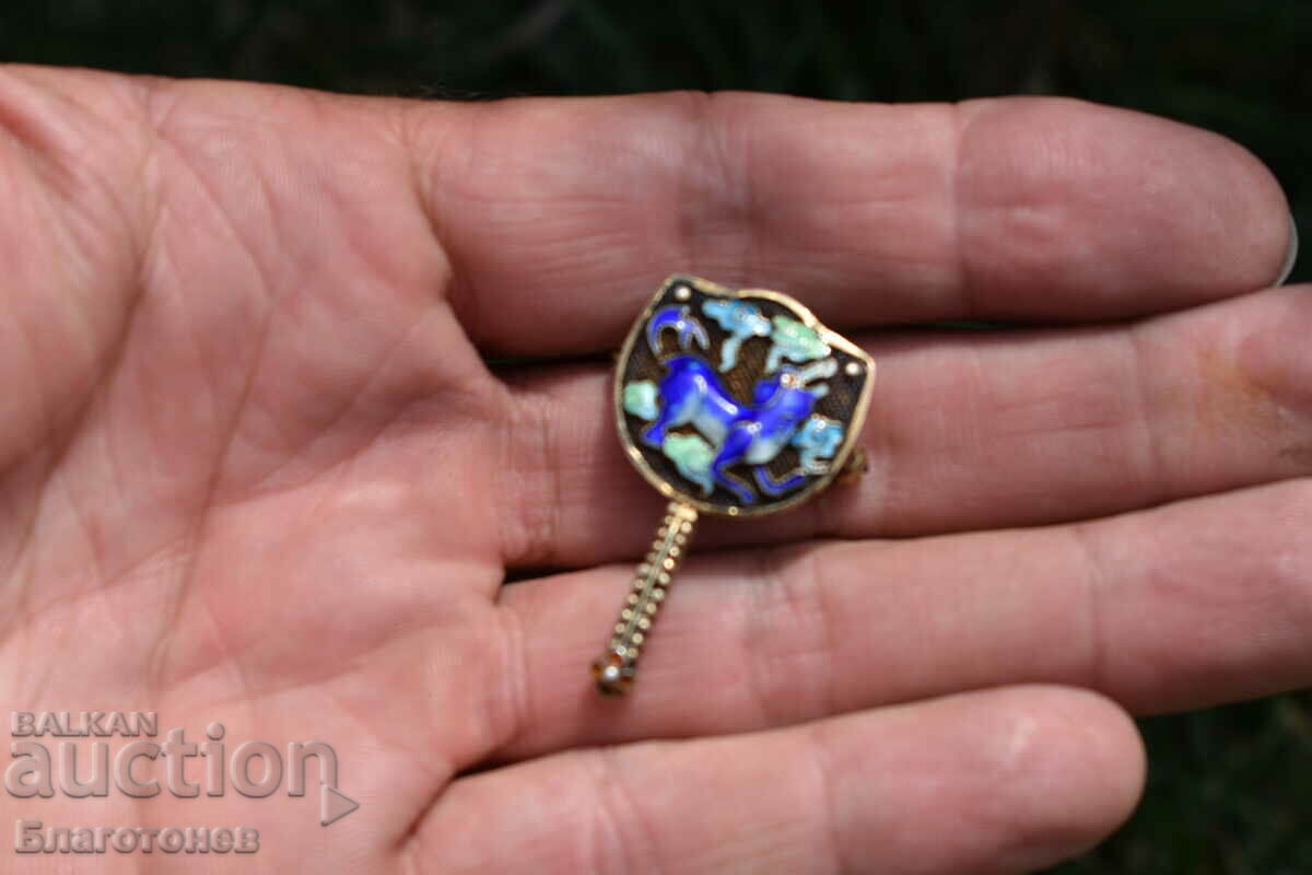 Old silver enamel brooch - 5 Old silver enamel brooch - 5