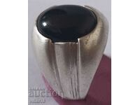 MEN'S SOLID SILVER RING WITH ONYX