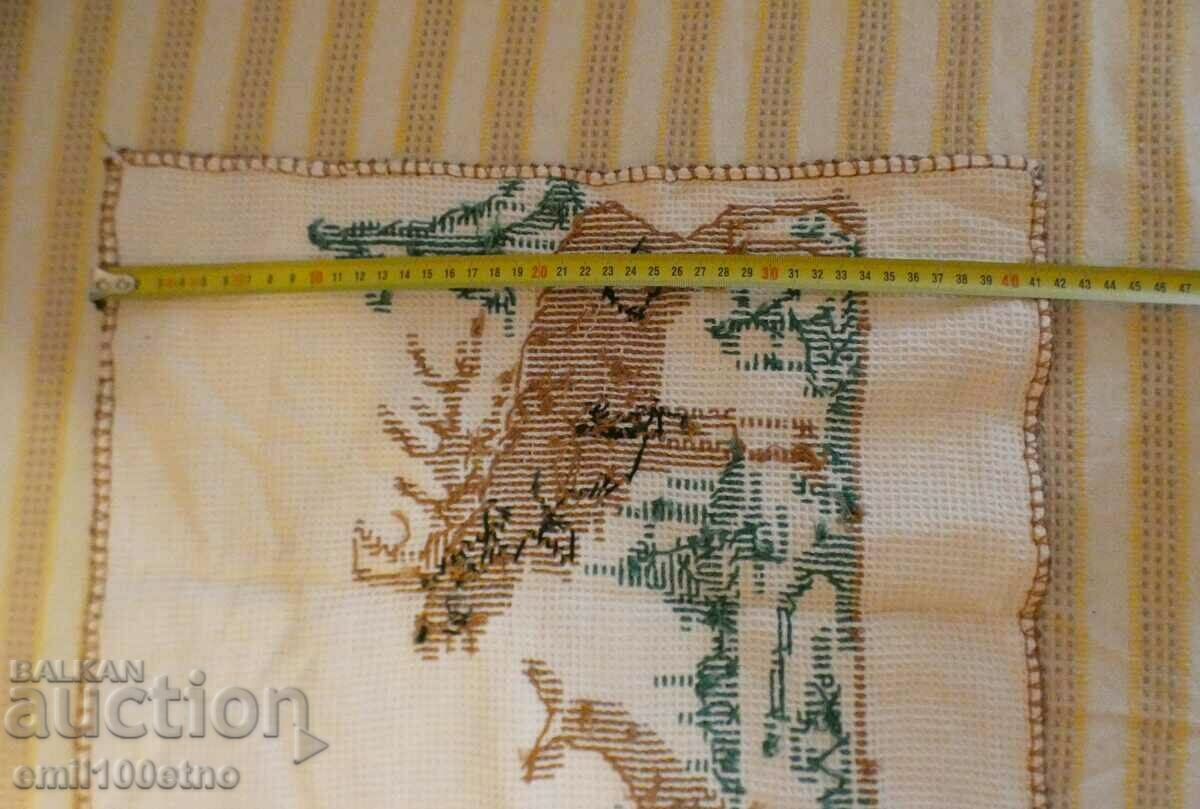 Old "Waffle" cloth with embroidered picture Herd of deer - 6 Old "Waffle" cloth with embroidered picture Herd of deer - 6