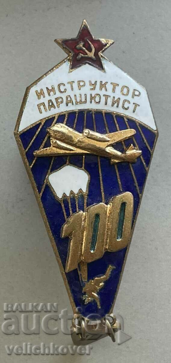 35315 USSR insignia Instructor parachutist 100 jumps enamel screw