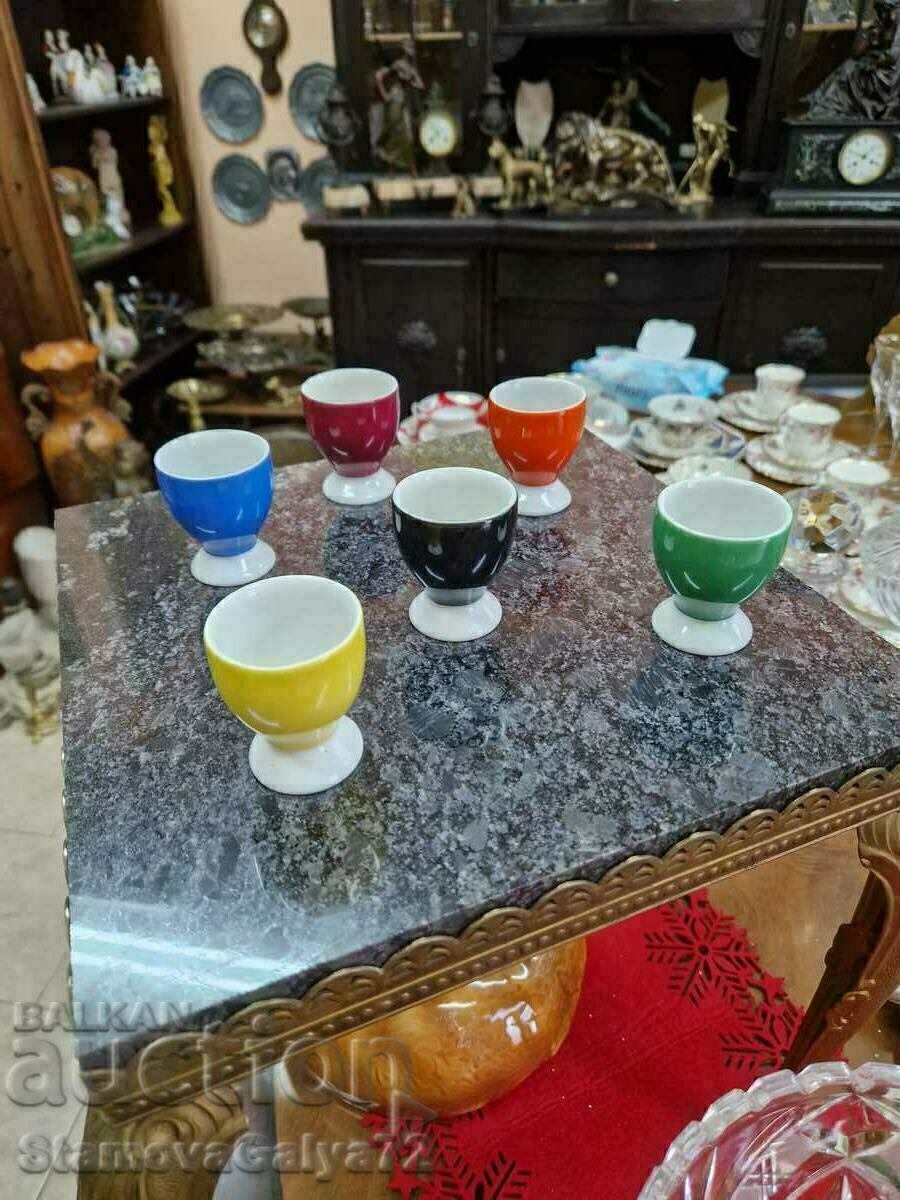 Антикварен полски комплект поставки за яйца- Chodziez - 7