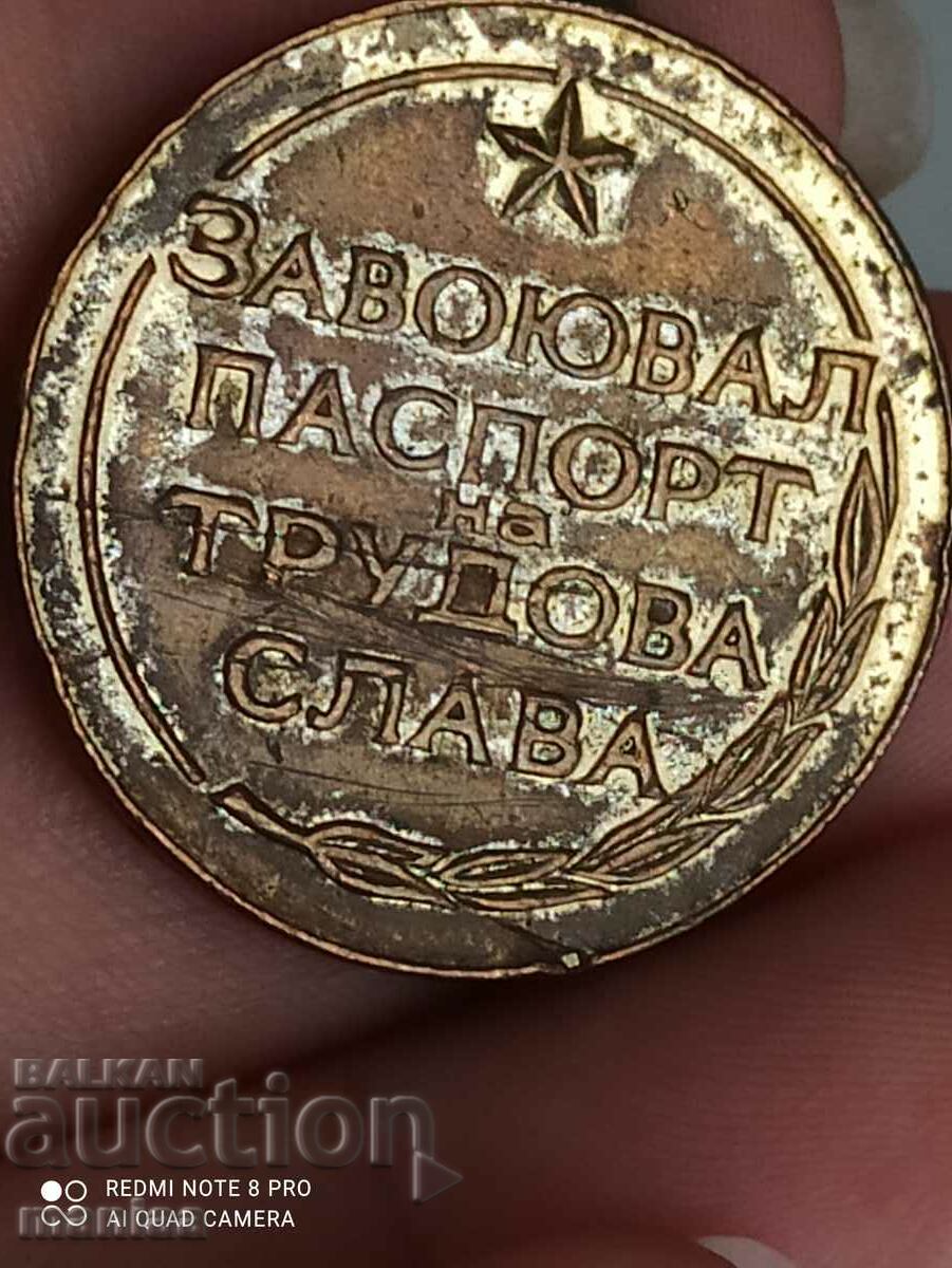 Delivery of Communist medal - conquered passport of labor glory Delivery of Communist medal - conquered passport of labor glory