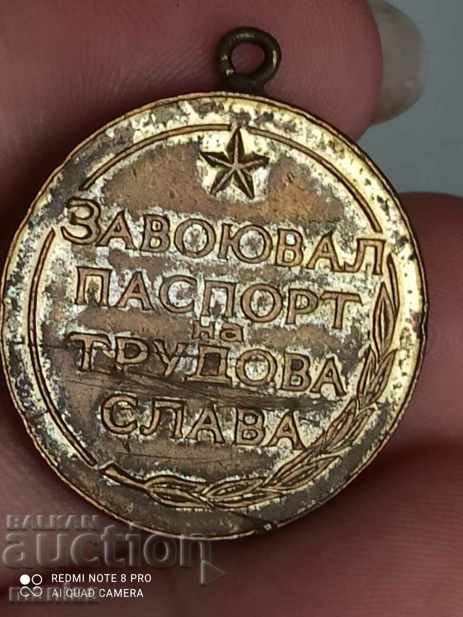 Communist medal - conquered passport of labor glory - 6 Communist medal - conquered passport of labor glory - 6