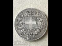 Италия 5 лири 1878 R Виторио Емануеле сребро