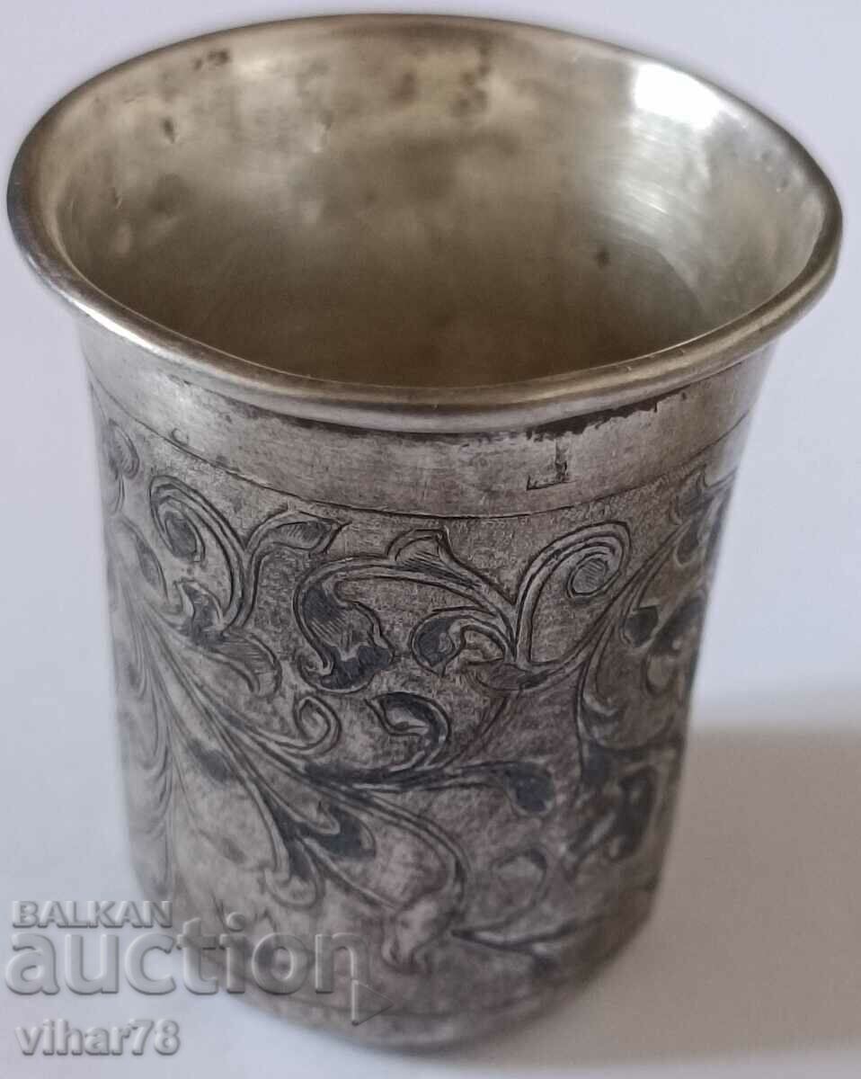 Old Silver vodka glass with stamp 84 - 7