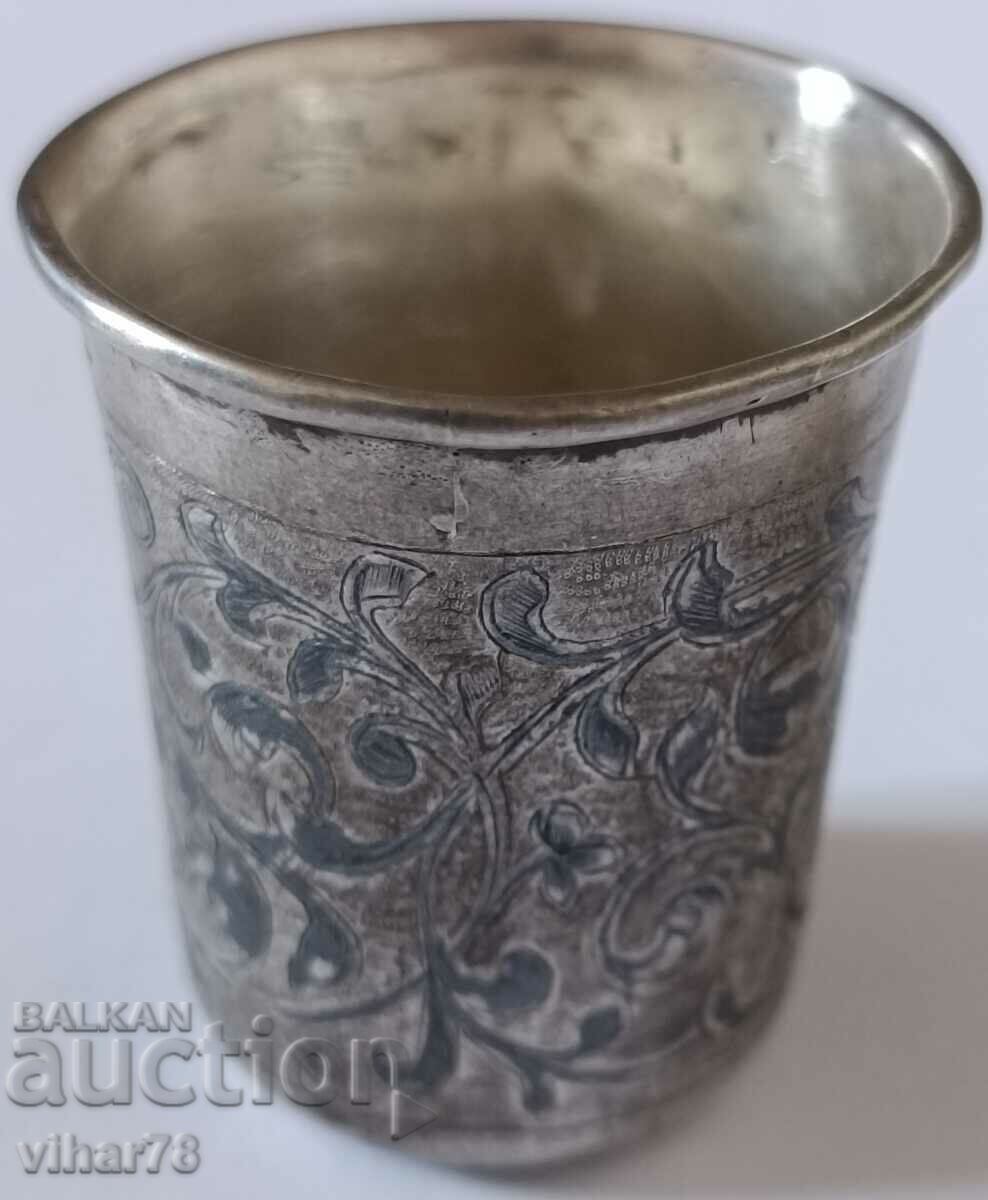 Old Silver vodka glass with stamp 84
