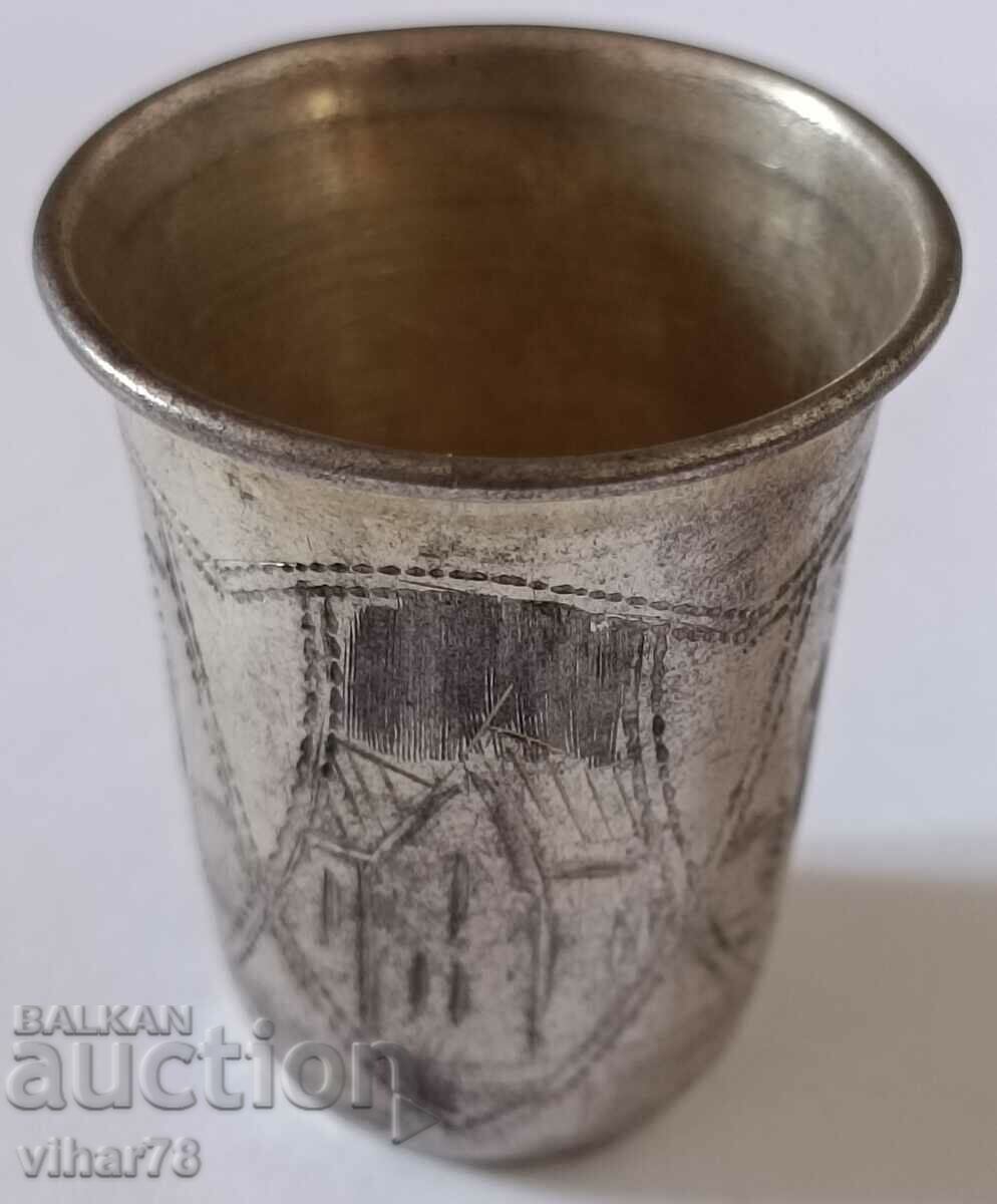 Стара Сребърна чаша за водка с печат 84