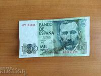 Bancnota Spania 1000 pesetas din 1979 cifra si litera