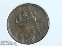 Moneda Belgia de 20 de cenți din 1958