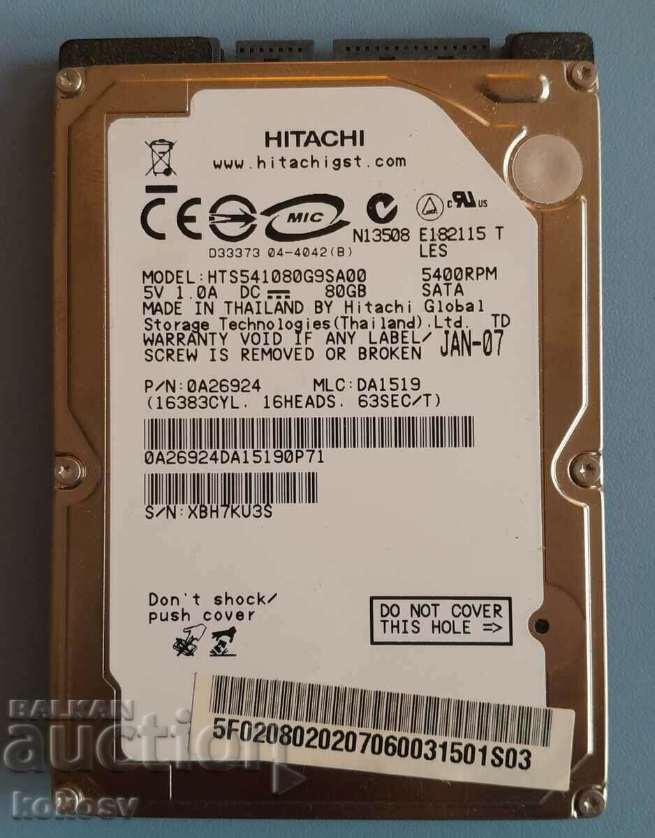 Hard disk HDD 80GB 2,5" Hitachi HTS541080G9SA00 5400/8