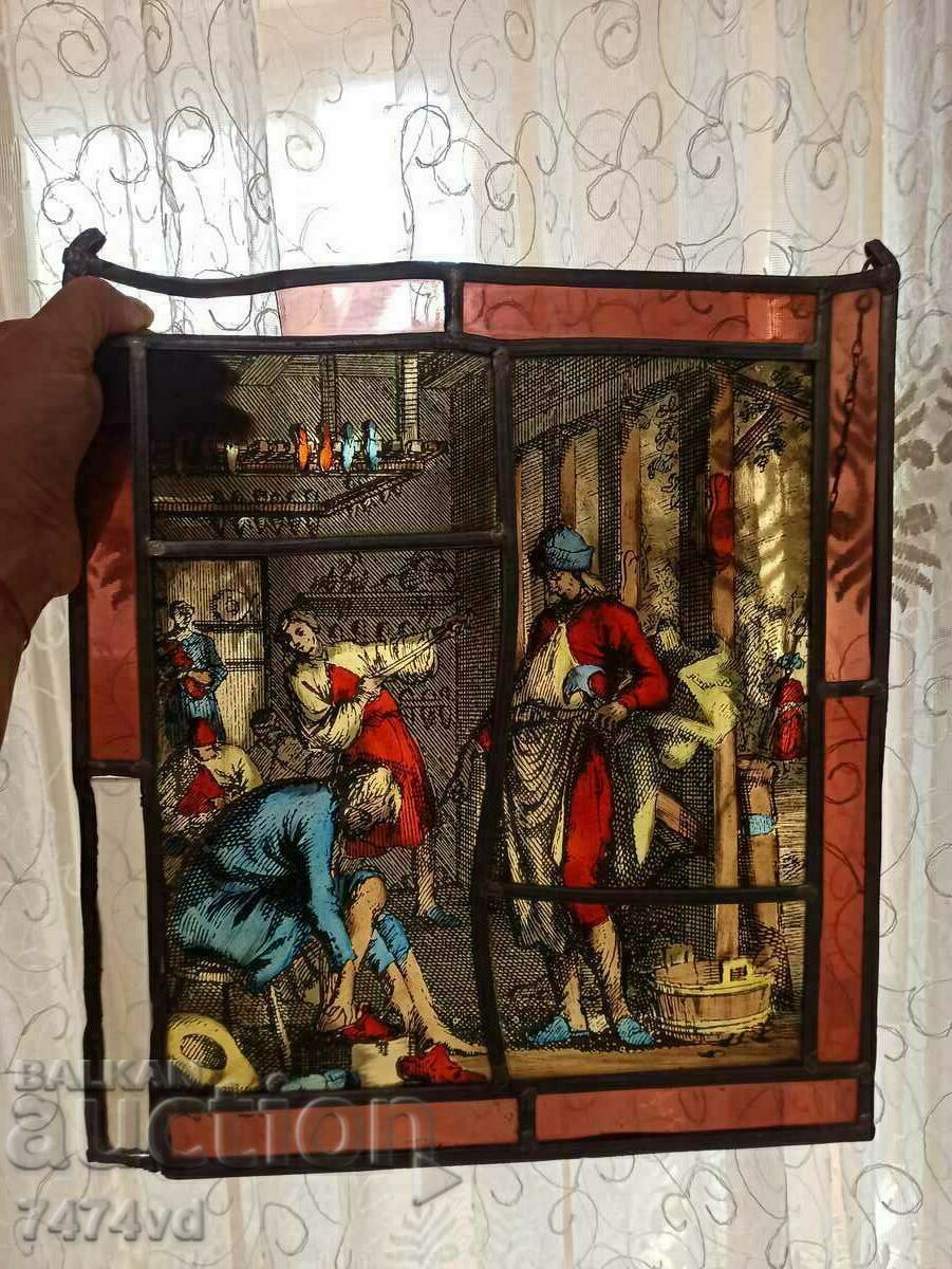 OLD STAINED GLASS PAINTING, PICTURE ON GLASS, with price 100.00 BGN | € 51.13 OLD STAINED GLASS PAINTING, PICTURE ON GLASS, with price 100.00 BGN | € 51.13
