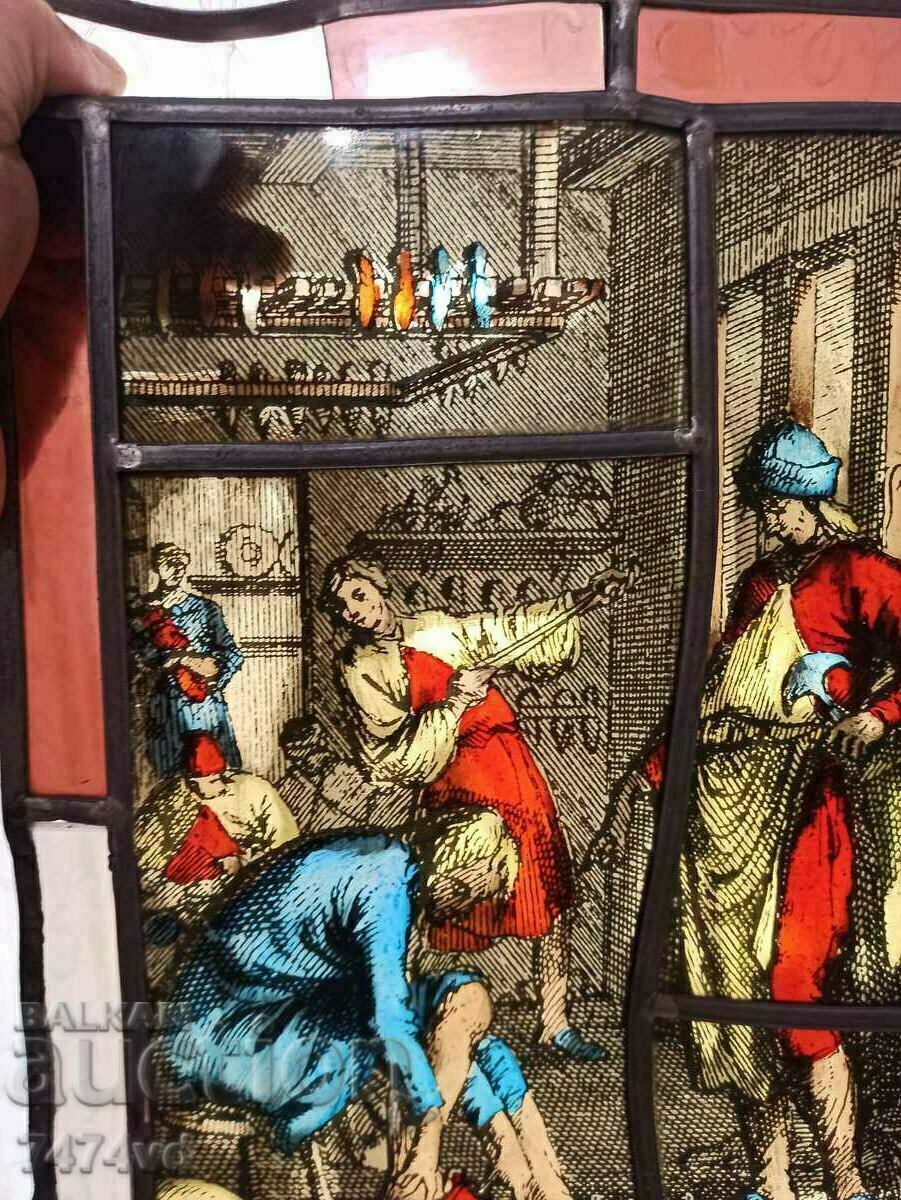Delivery of OLD STAINED GLASS PAINTING, PICTURE ON GLASS, Delivery of OLD STAINED GLASS PAINTING, PICTURE ON GLASS,