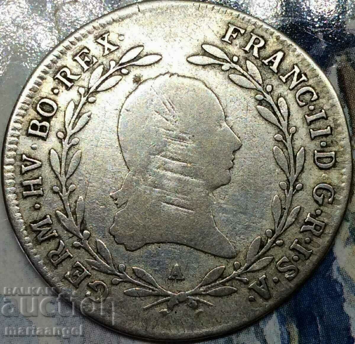 Австрия 10 кройцера 1793 сребро - RARE!!!