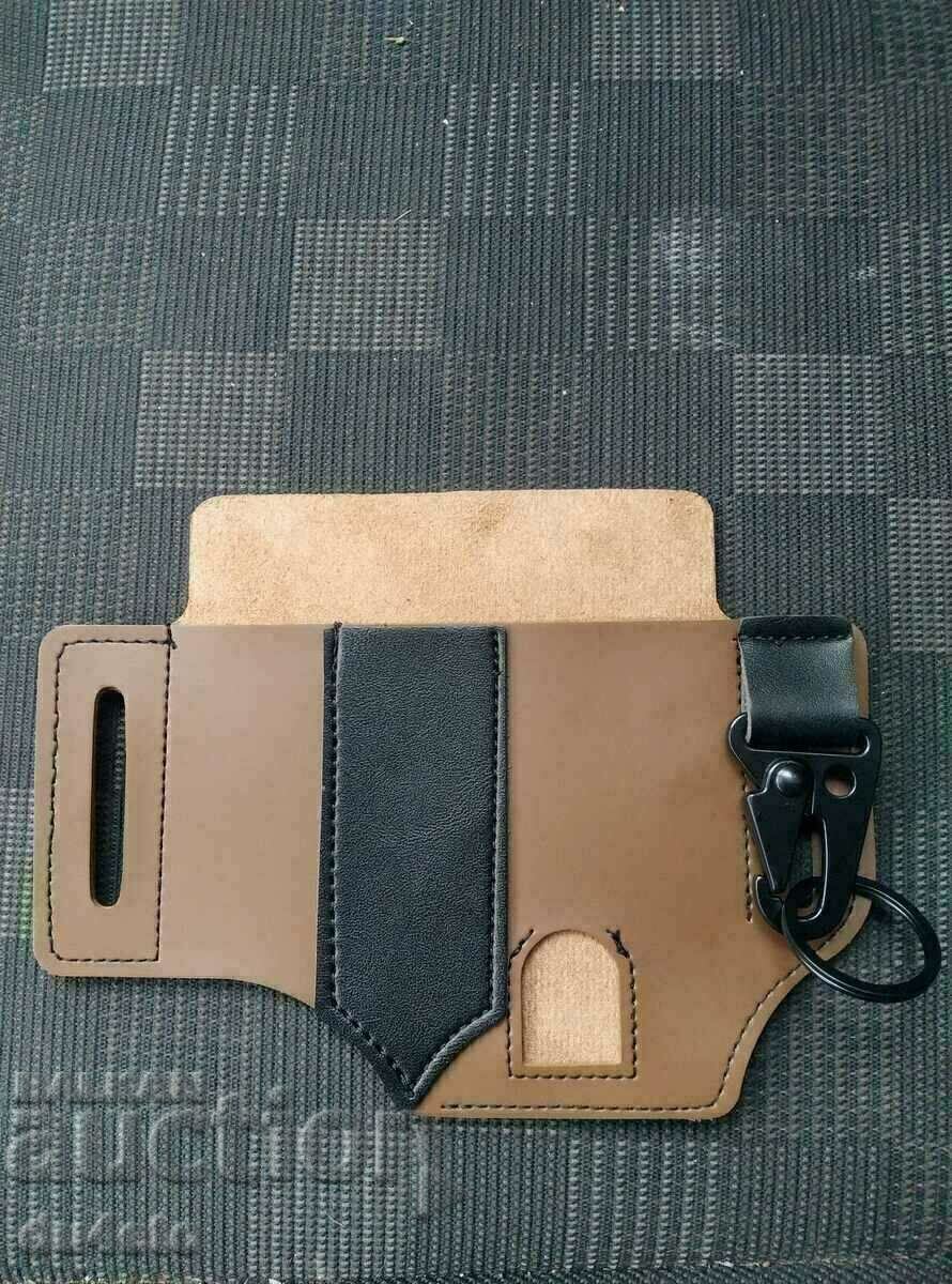 Auction  Tactical leather bag belt holster and many tools k