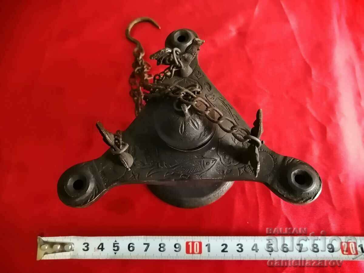 Antique Bronze OTTOMAN Oil Lamp Triple - 5 Antique Bronze OTTOMAN Oil Lamp Triple - 5