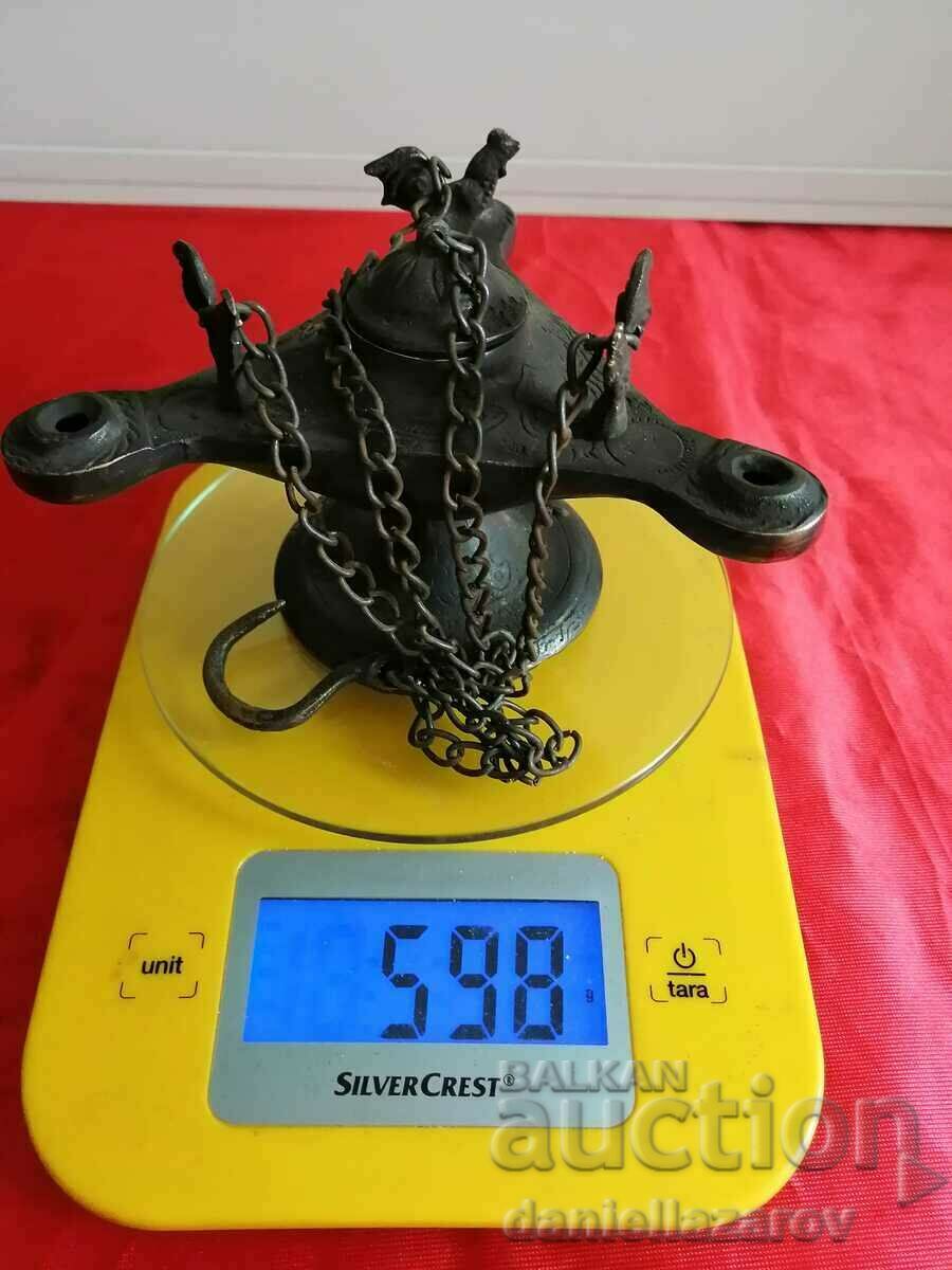 Antique Bronze OTTOMAN Oil Lamp Triple - 6 Antique Bronze OTTOMAN Oil Lamp Triple - 6