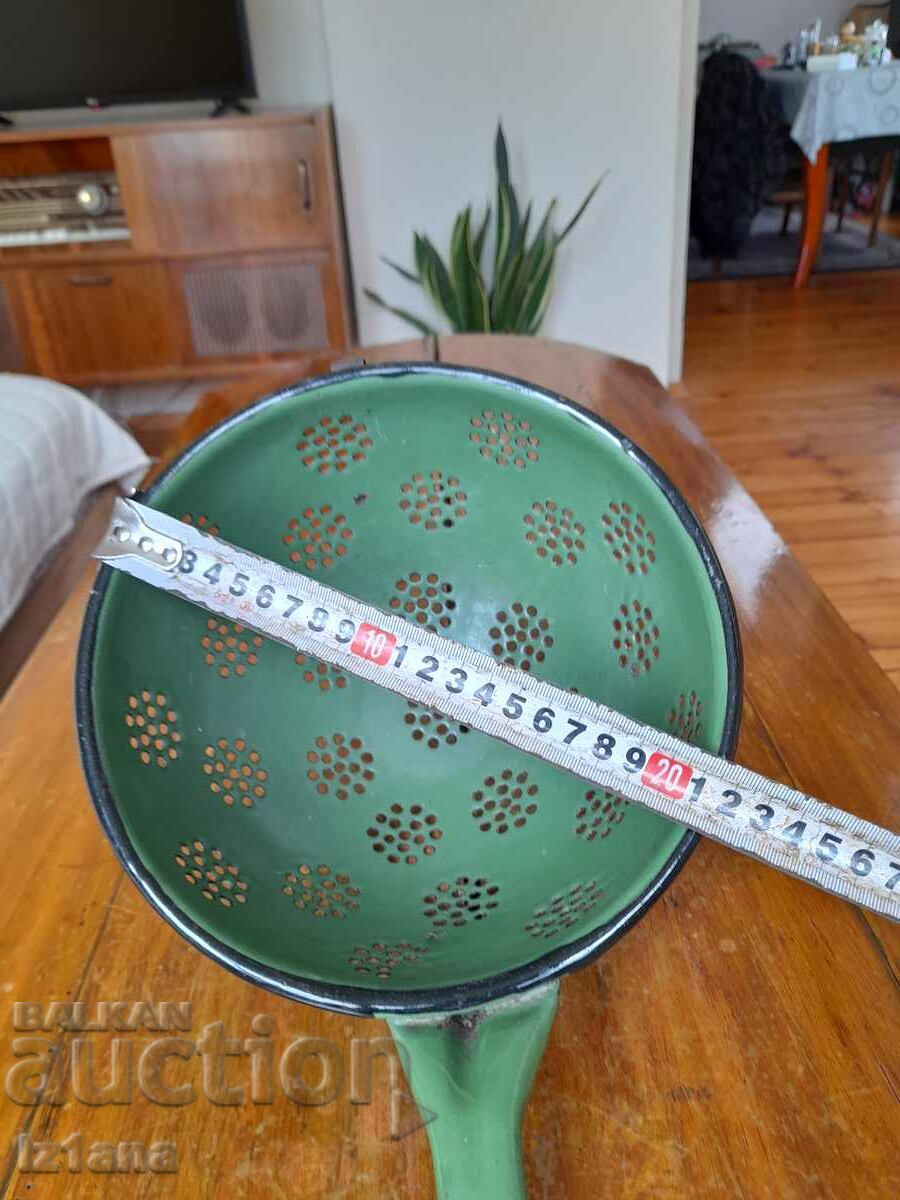 Auction  Old enamel colander, colander
