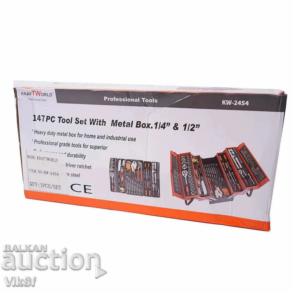 Folding metal tool case 85 pieces / - 5 Folding metal tool case 85 pieces / - 5