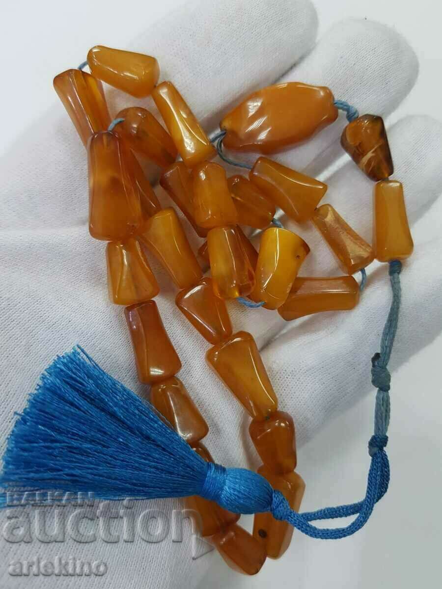 Old amber rosary, natural amber