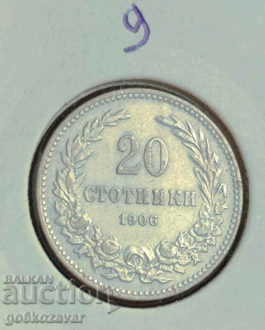 Bulgaria 20 de cenți 1906 Excelent!