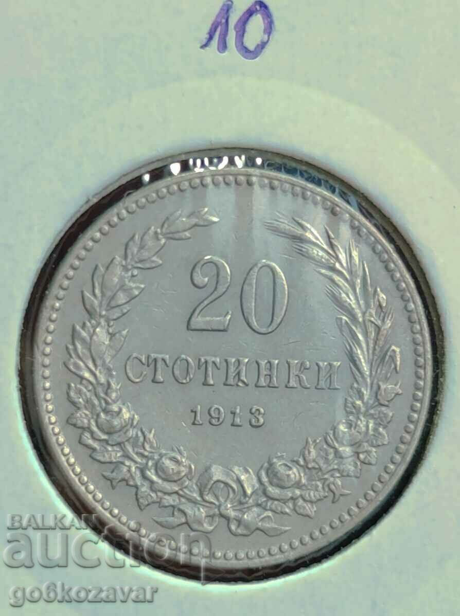 Bulgaria 20 de cenți 1913 Excelent!