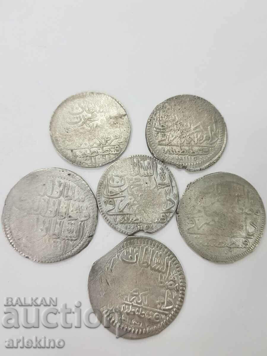6бр. Сребърни колеционни Турски Отомански монети 19-ти век