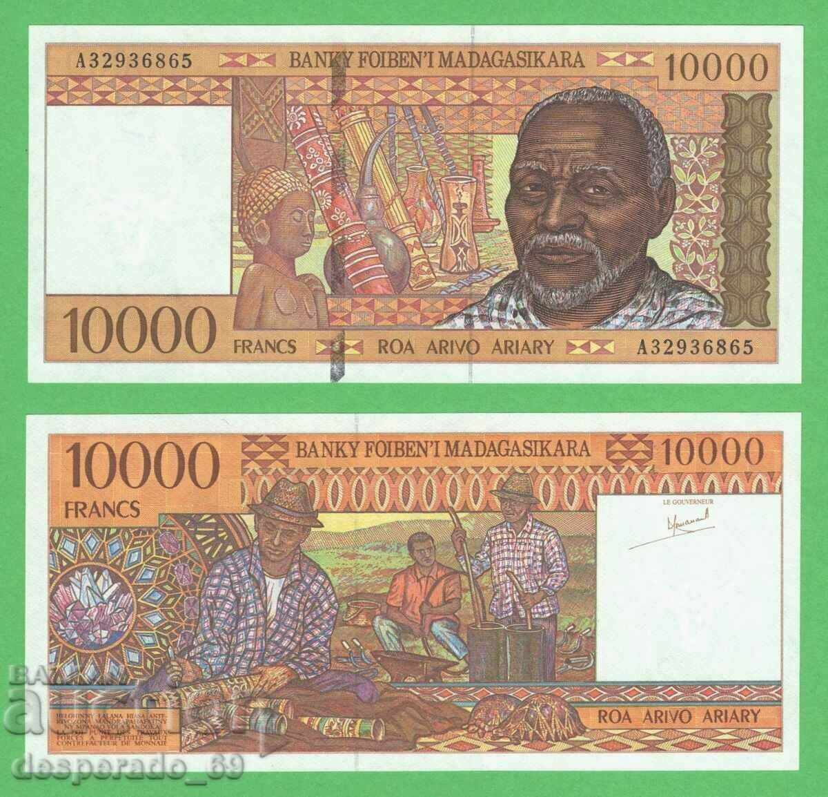 (¯` '•. MADAGASCAR 10, 000 franci 1995 UNC ¸. •' '°)