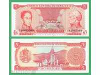 (¯`'•.¸ VENEZUELA 5 bolivari 1989 UNC ¸.•'´¯)