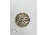 Monedă germană de argint 3 mărci 1914 Prusia