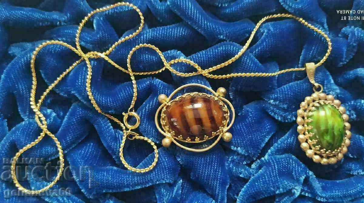 Vintage Murano gold plated necklace and brooch Vintage Murano gold plated necklace and brooch