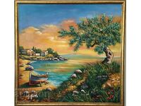 Italian landscape, large, oil on canvas oil painting