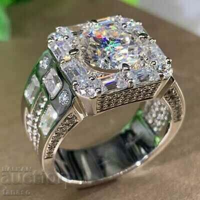 Solid cubic zirconia ring, silver plated