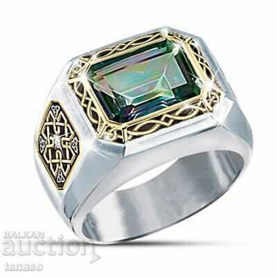 Men's ring with zircon, gold plating