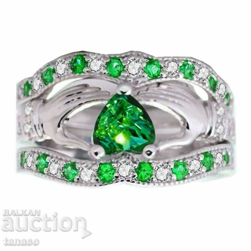 Set of 3 rings with emeralds and zircons with price 30.00 BGN | € 15.34 Set of 3 rings with emeralds and zircons with price 30.00 BGN | € 15.34
