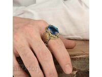Men's ring with aquamarine