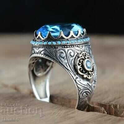 Men's ring with aquamarine and turquoise with price € 13.00 | 25.43 BGN