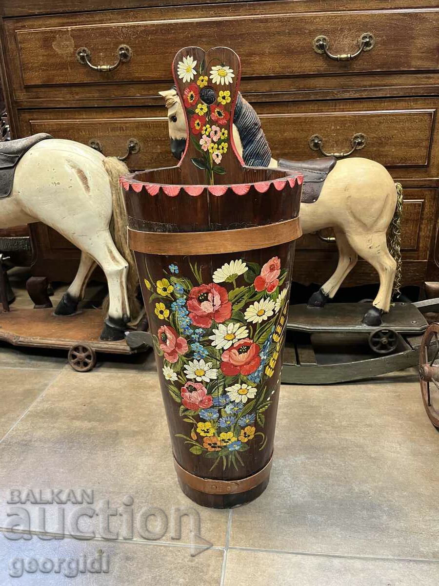 Painted wooden container / umbrella stand. #4465