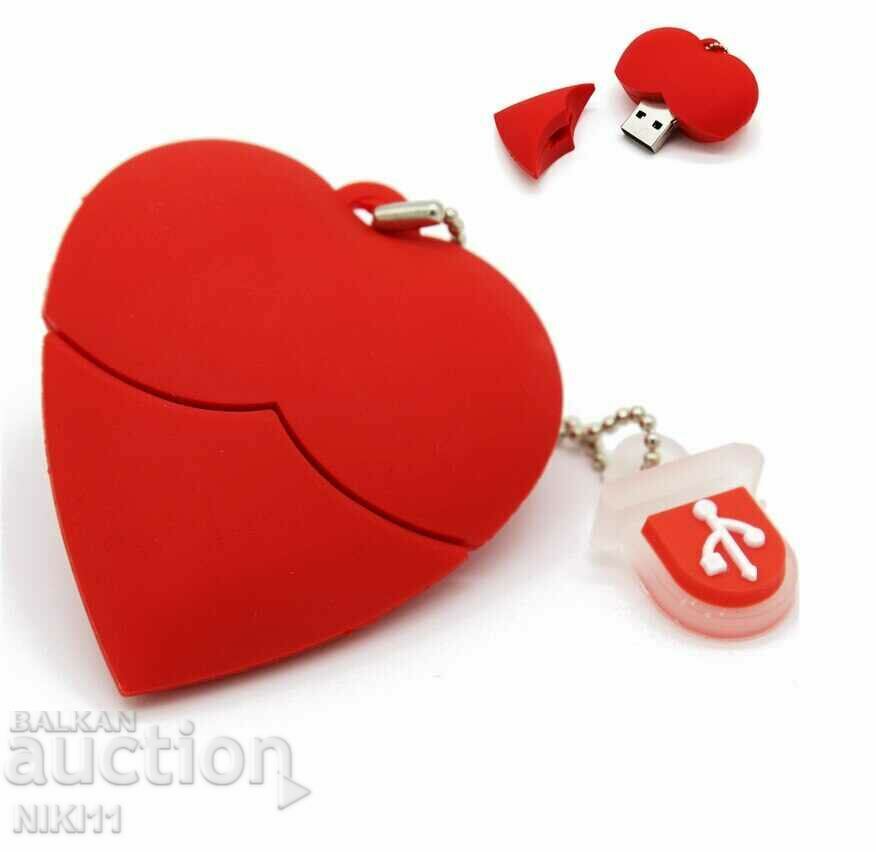 Flacon 32 GB inimă roșie, memorie flash de Ziua Îndrăgostiților