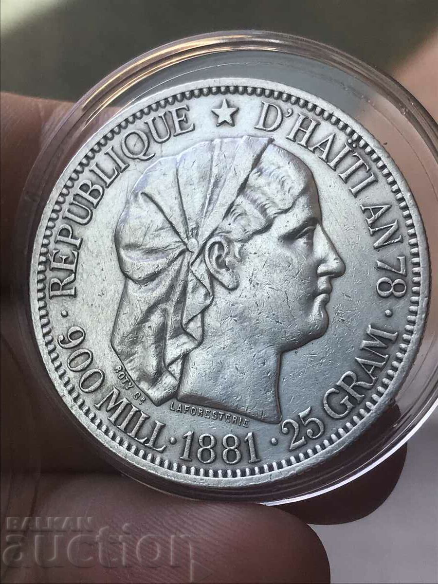 Haiti French Colony 1 Gourd 1881 Silver with price 650.00 BGN | € 332.34 Haiti French Colony 1 Gourd 1881 Silver with price 650.00 BGN | € 332.34