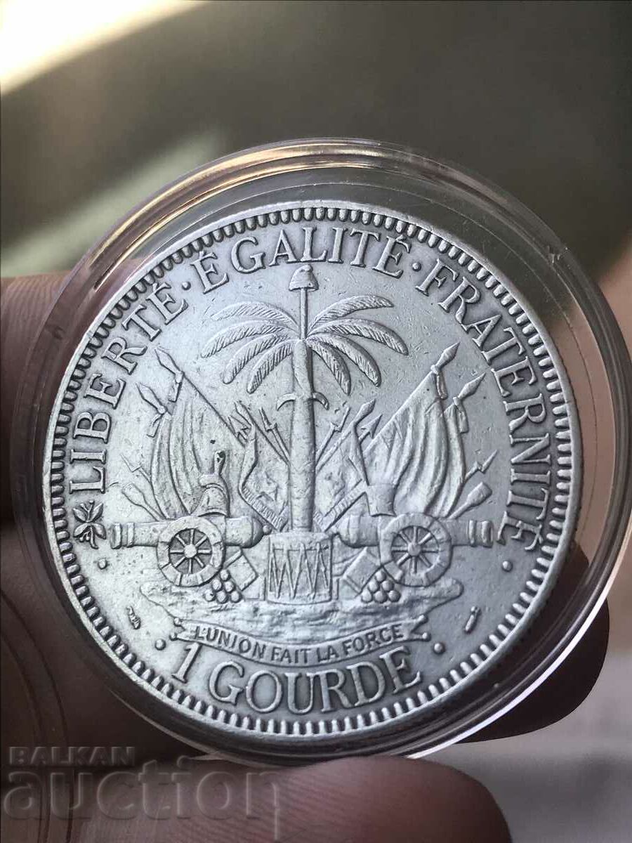 Haiti French Colony 1 Gourd 1881 Silver