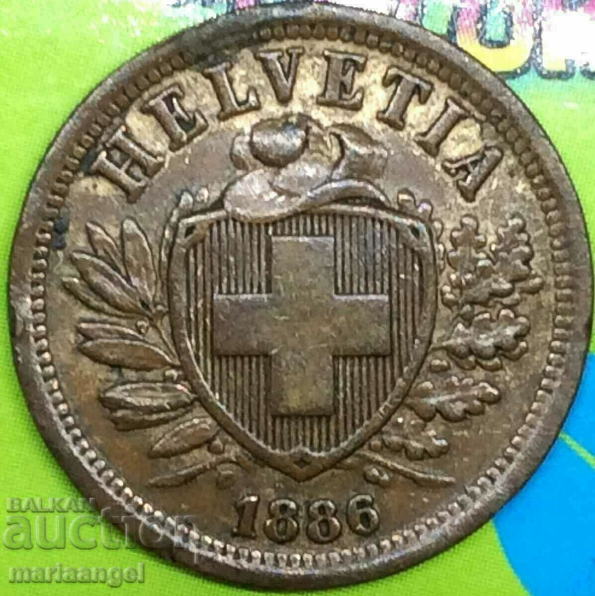 Switzerland 2 rapen 1886 bronze