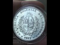 Уругвай 1 песо 1917 Артигас сребро