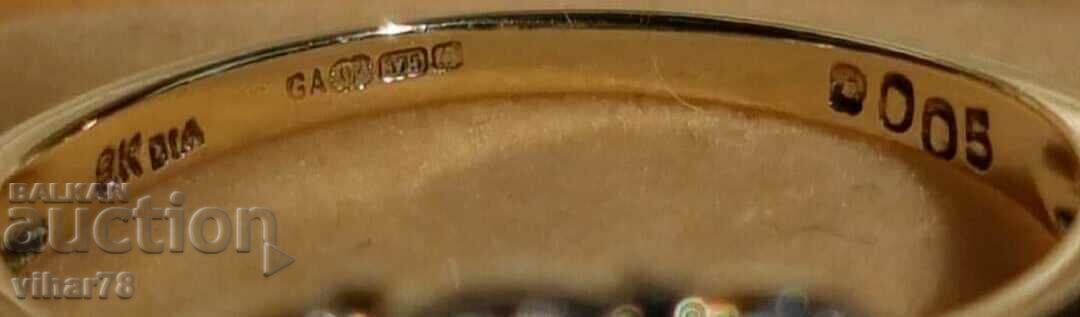 9/375 gold ring with diamonds and sapphire gemstones - 5