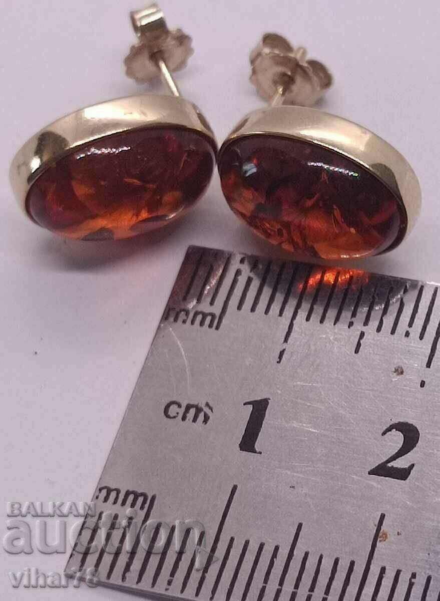 Παράδοση Πανέμορφα σκουλαρίκια από χρυσό 9k/375 με κεχριμπάρι Παράδοση Πανέμορφα σκουλαρίκια από χρυσό 9k/375 με κεχριμπάρι