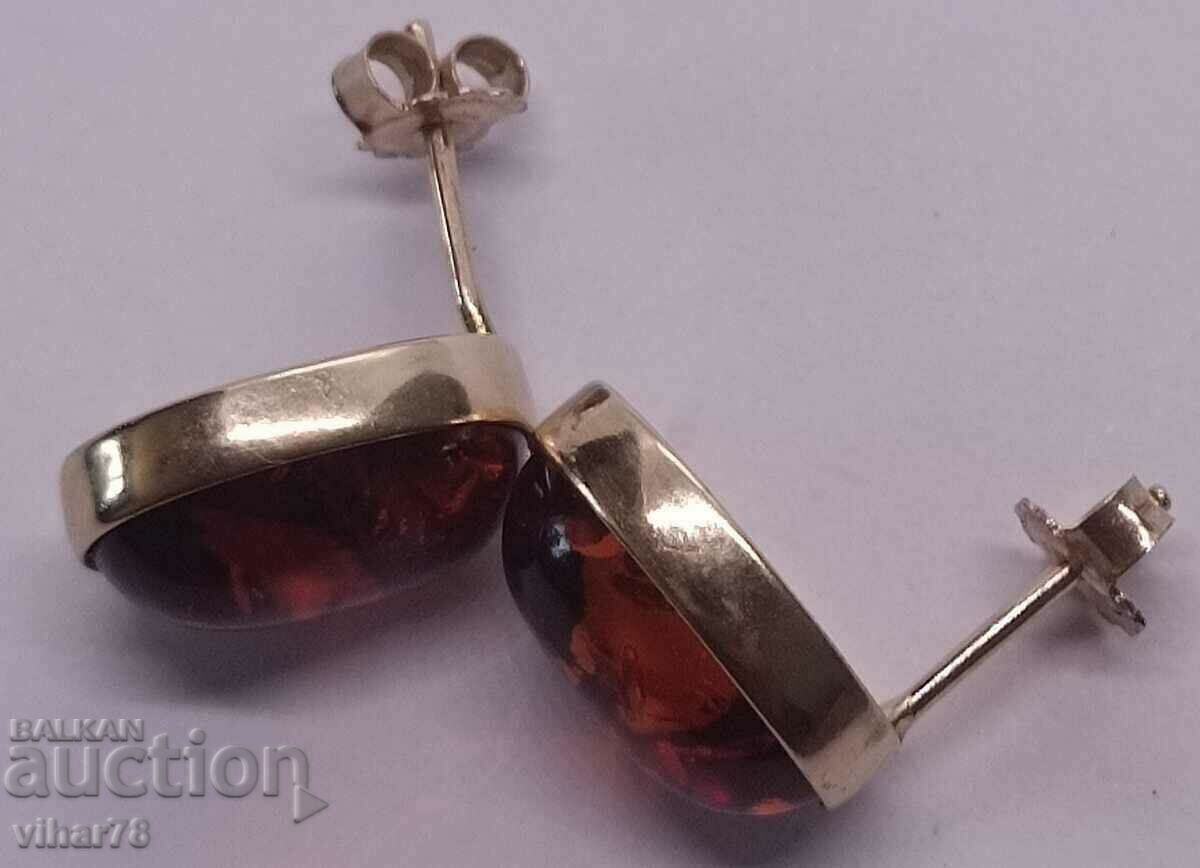 Πανέμορφα σκουλαρίκια από χρυσό 9k/375 με κεχριμπάρι - 6 Πανέμορφα σκουλαρίκια από χρυσό 9k/375 με κεχριμπάρι - 6