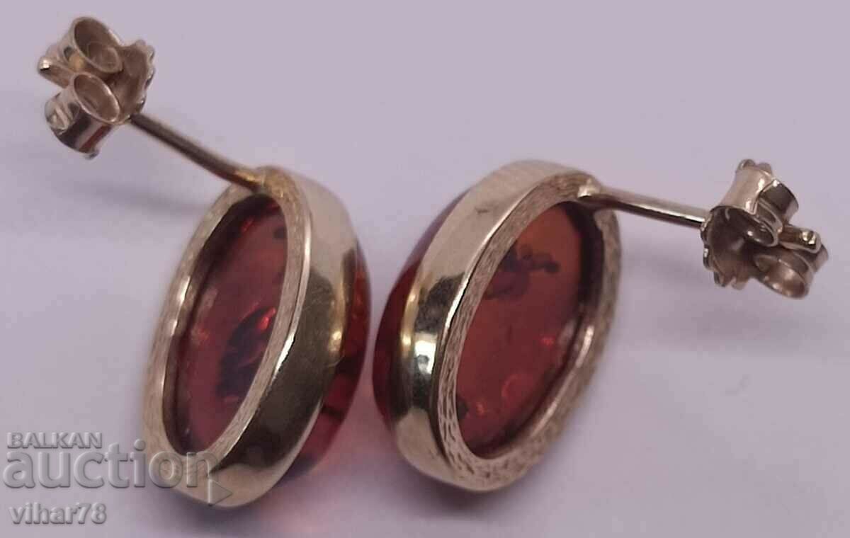 Πανέμορφα σκουλαρίκια από χρυσό 9k/375 με κεχριμπάρι - 7 Πανέμορφα σκουλαρίκια από χρυσό 9k/375 με κεχριμπάρι - 7