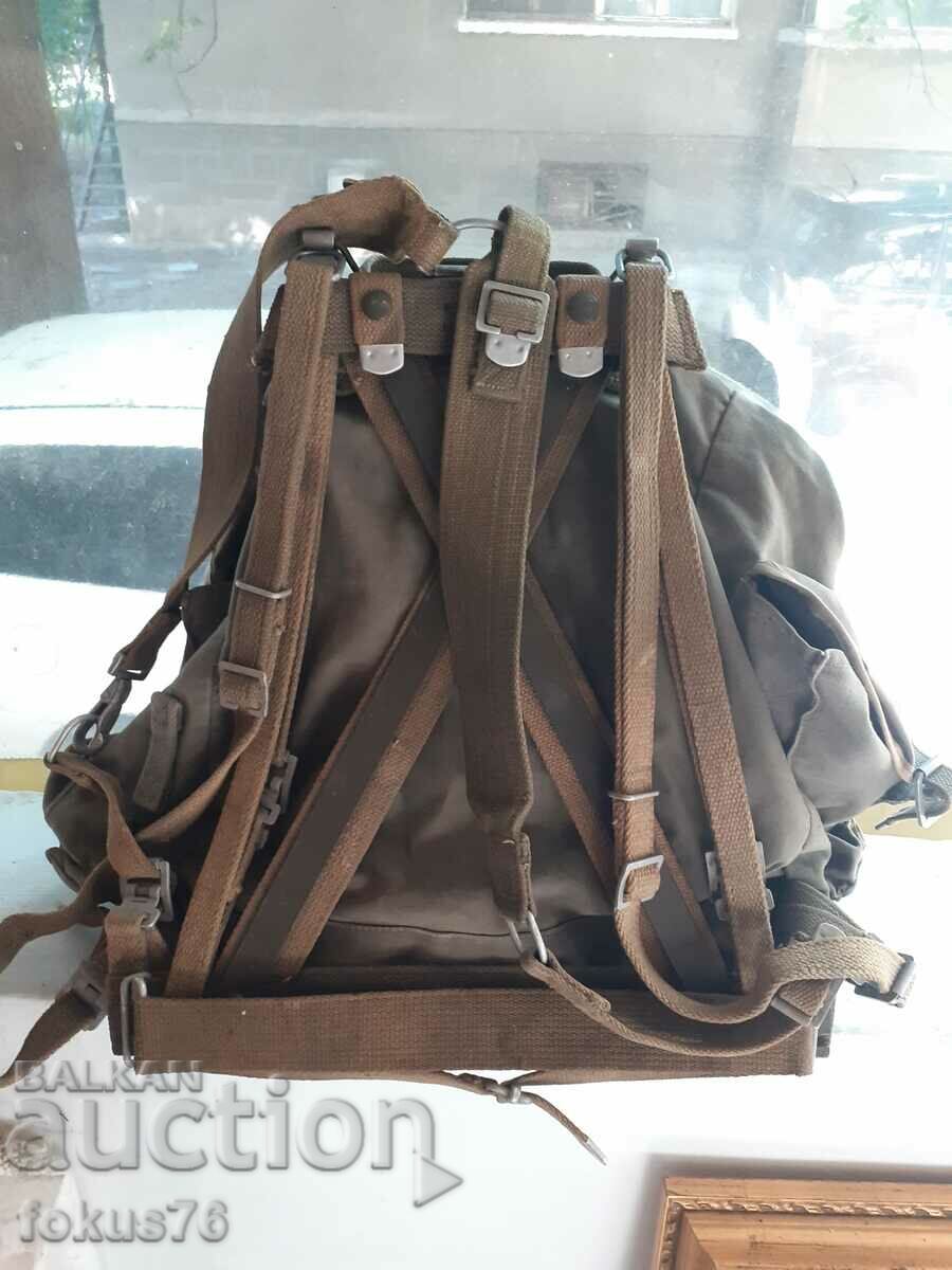 Old Army Military Rucksack with Metal Samar Stamps